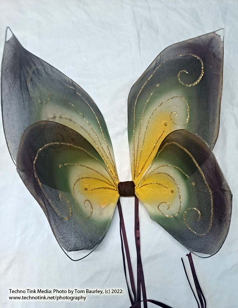 Purple-Green-Yellow Flower Fairy Wings 16"x16"x6" - Image 3