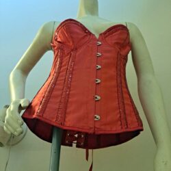 Small Shiny Red Corsette with ribbon and clasps
