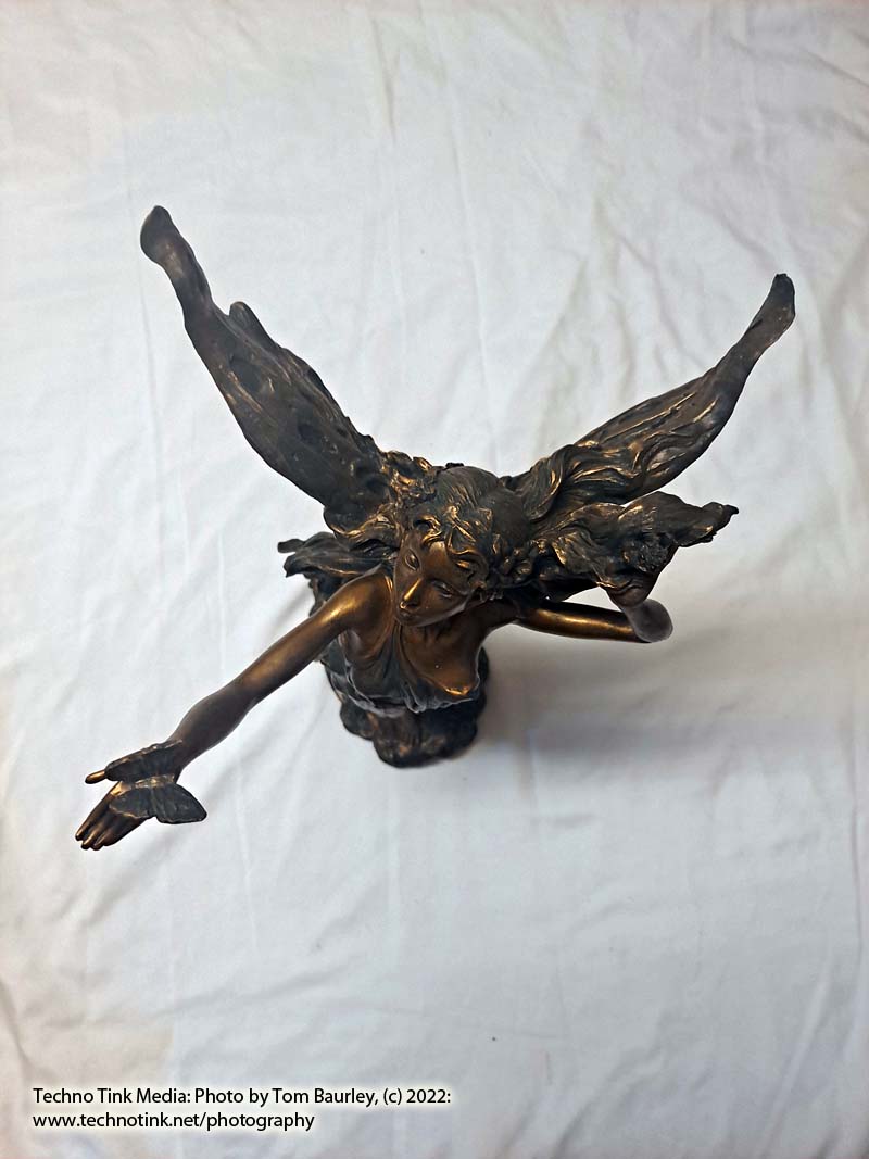 Top Collection's Large Bronze Color Fairy playing with butterfly Statue - Image 2