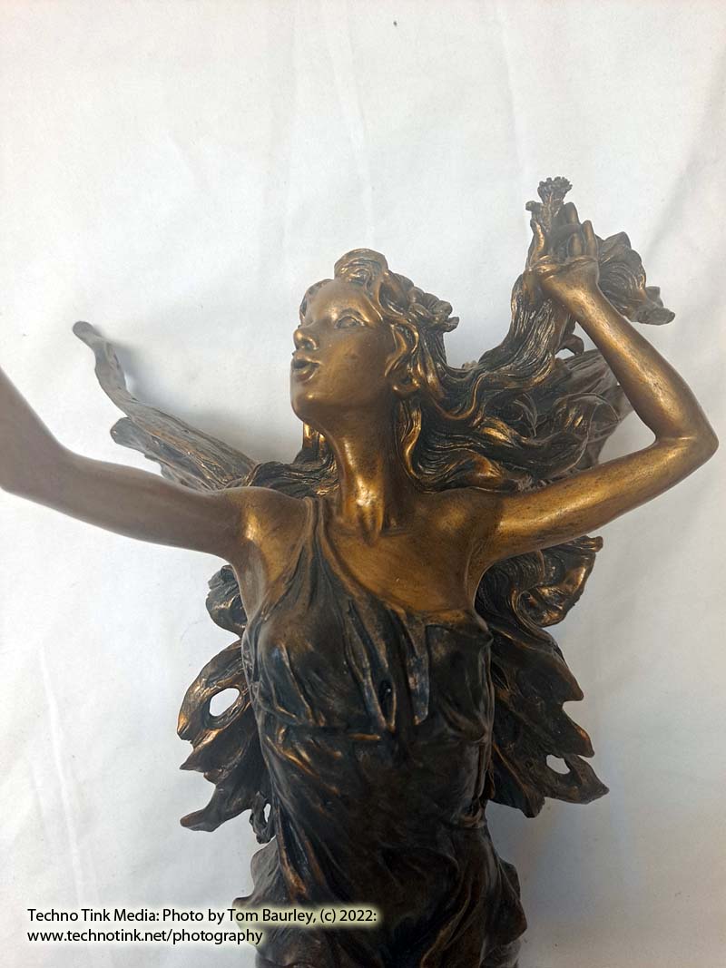 Top Collection's Large Bronze Color Fairy playing with butterfly Statue - Image 8