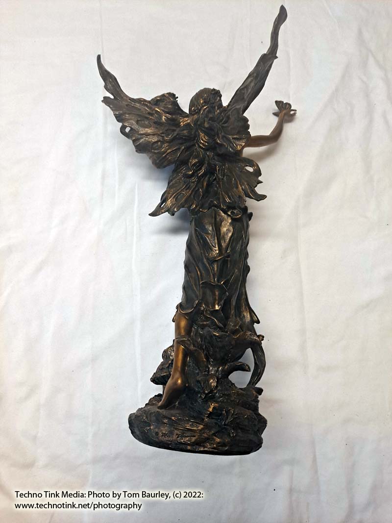 Top Collection's Large Bronze Color Fairy playing with butterfly Statue - Image 10