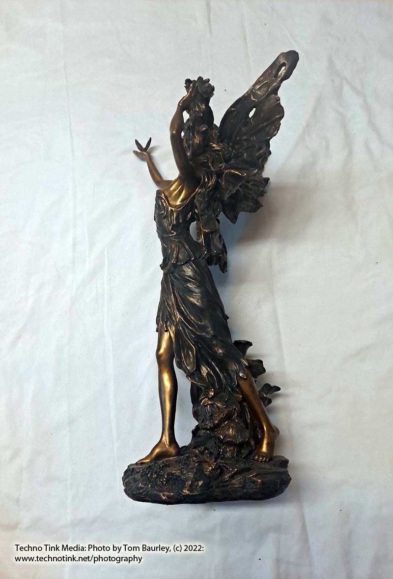 Top Collection's Large Bronze Color Fairy playing with butterfly Statue - Image 11