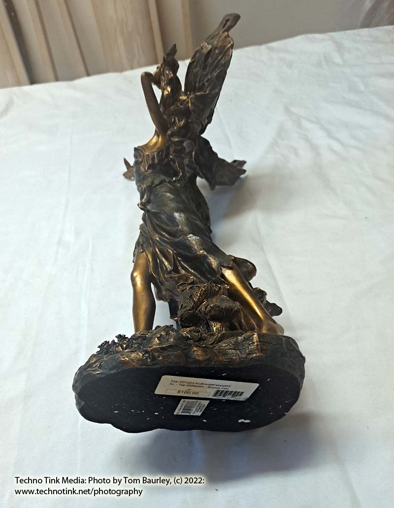 Top Collection's Large Bronze Color Fairy playing with butterfly Statue - Image 12