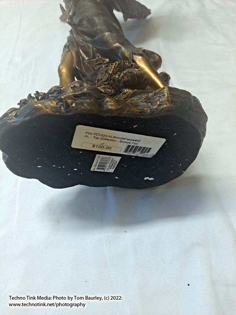 Top Collection's Large Bronze Color Fairy playing with butterfly Statue - Image 13