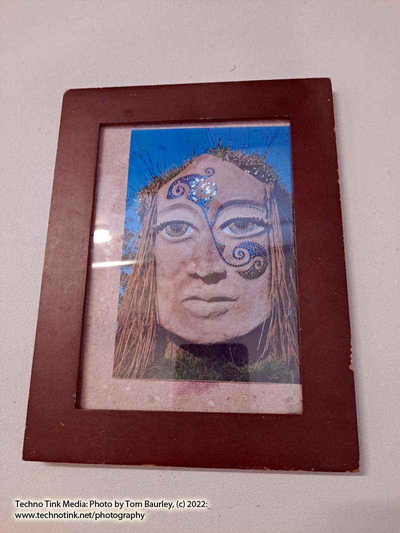 Statue Head at Hill of Uisneach 6x4 photo in 8.6x6.5 wood frame with matting