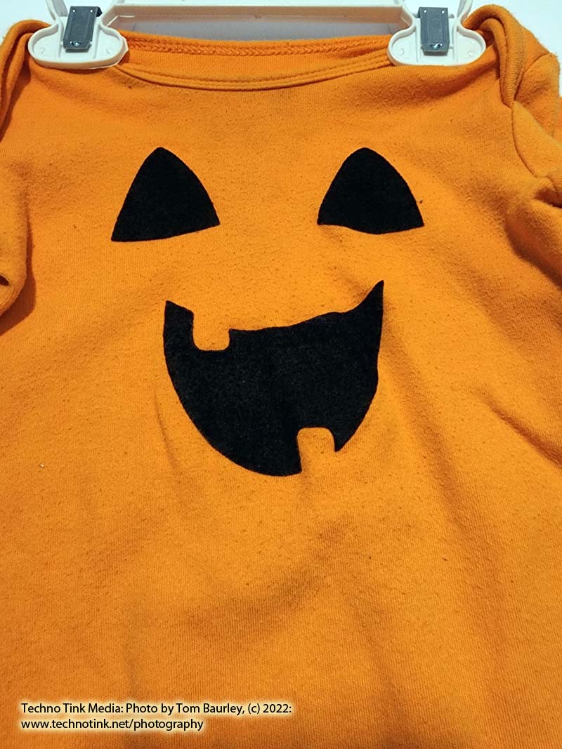 Used Orange 2 tooth Jack-o-lantern face Onesie, Age 6-9 months - Image 5