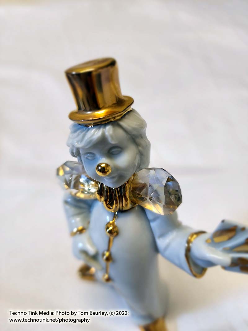 Vintage Capodimote Limoges Mime Clown Figurine, Glazed Ceramic/Porcelain Swarovski Crystal 24k gold
