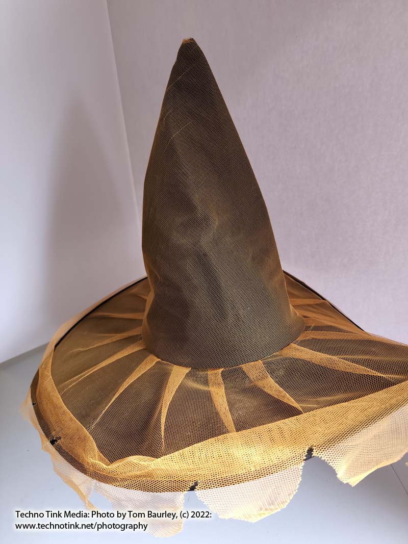 Orange netting over black witch hat - Image 5