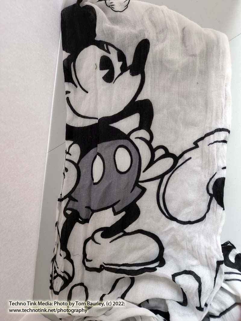 Black/Grey Micky Mouse on White Scarf