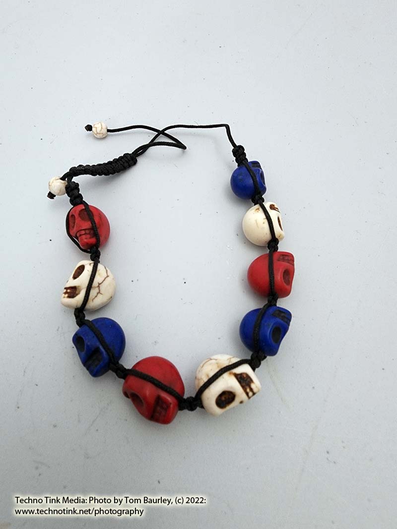 Small Red, White, and Blue Magnesite bead adjustable bracelet