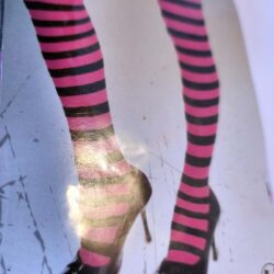 Pink and Black Striped Adult Tights