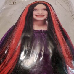Red Black Faux Hair - Streaked Witch Child Wig