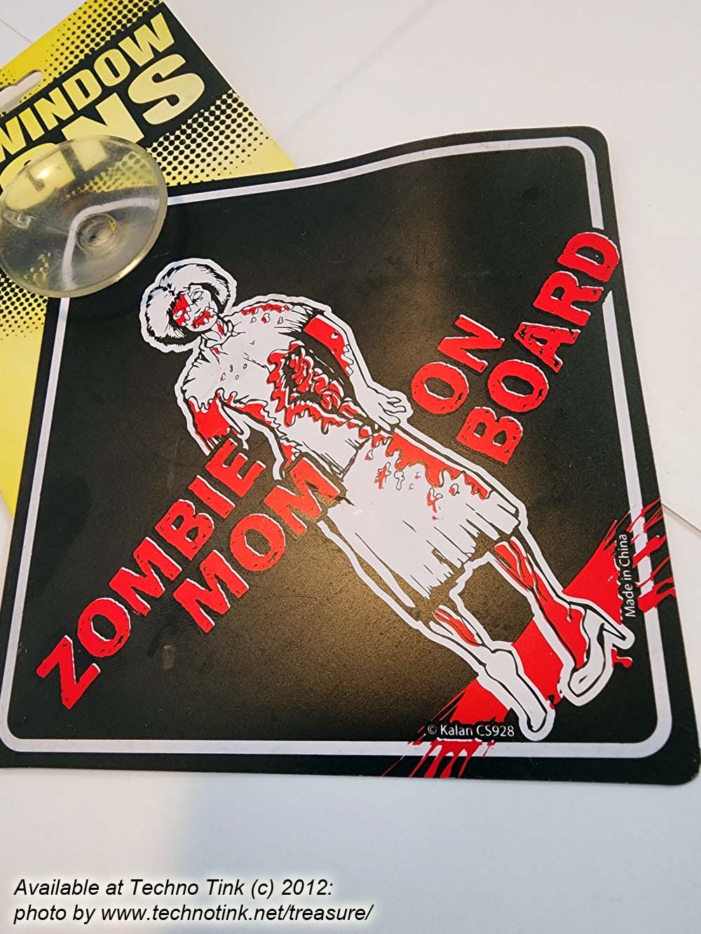 Plastic Car Window Sign - Zombie Mom on Board - Image 3