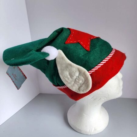 Green Felt Elf Hat with Red Trim and Star