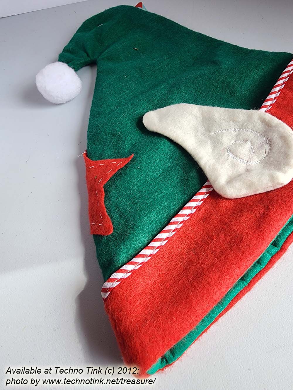 Green Felt Elf Hat with Red Trim and Star - Image 9
