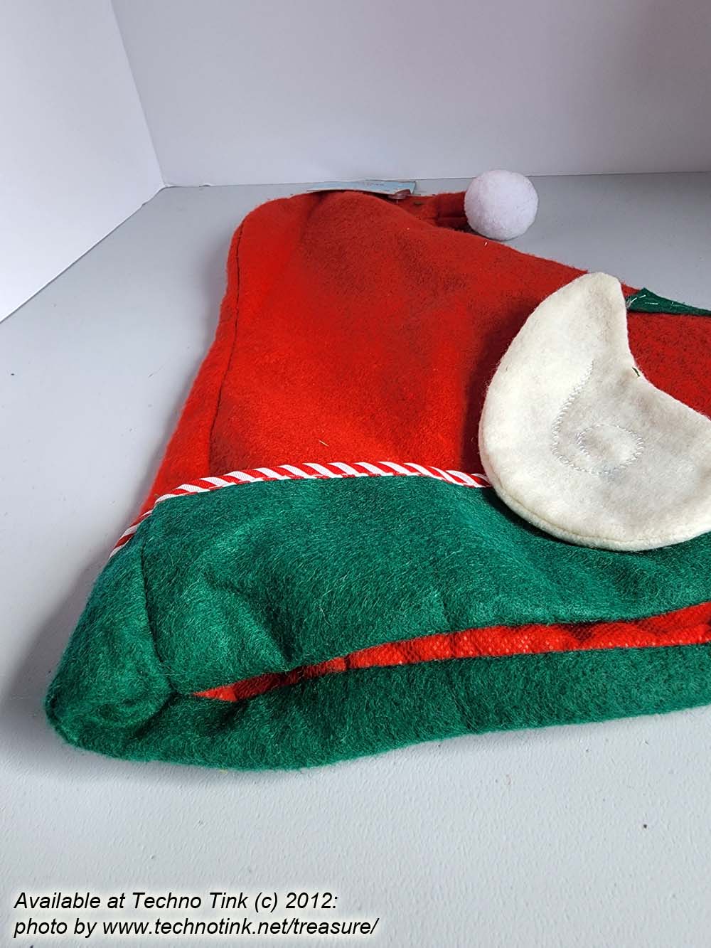Red Felt Elf Hat with Green Trim and Star - Image 3