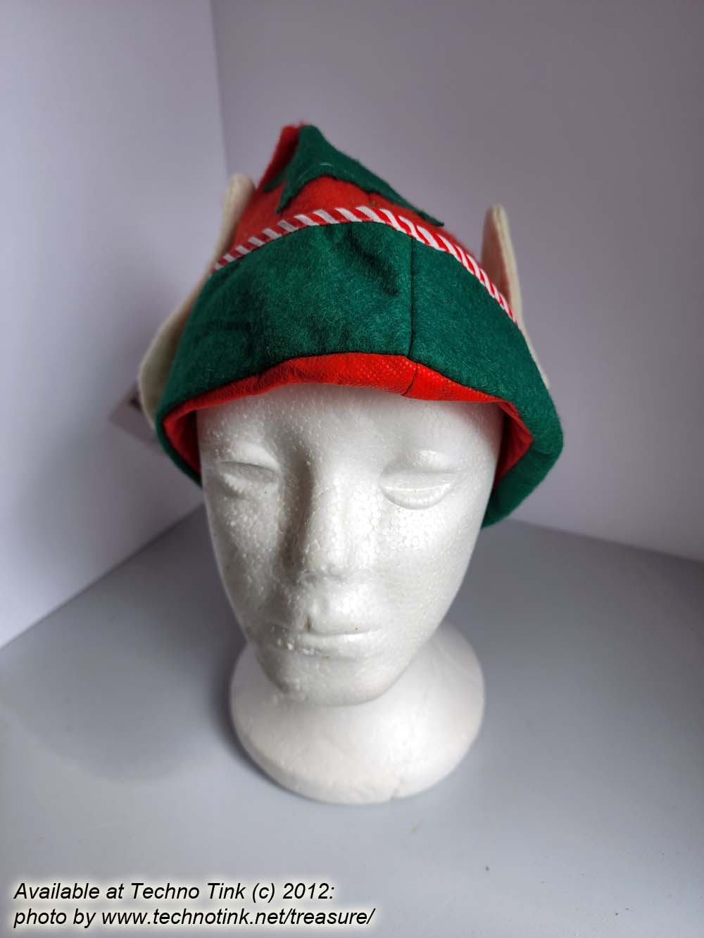 Red Felt Elf Hat with Green Trim and Star - Image 6