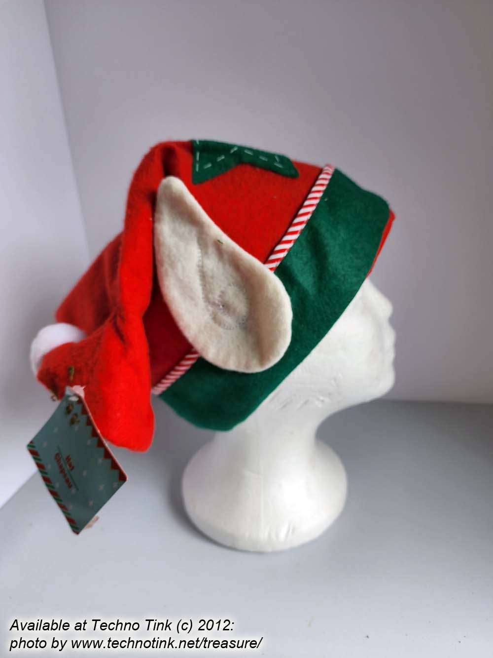 Red Felt Elf Hat with Green Trim and Star - Image 7