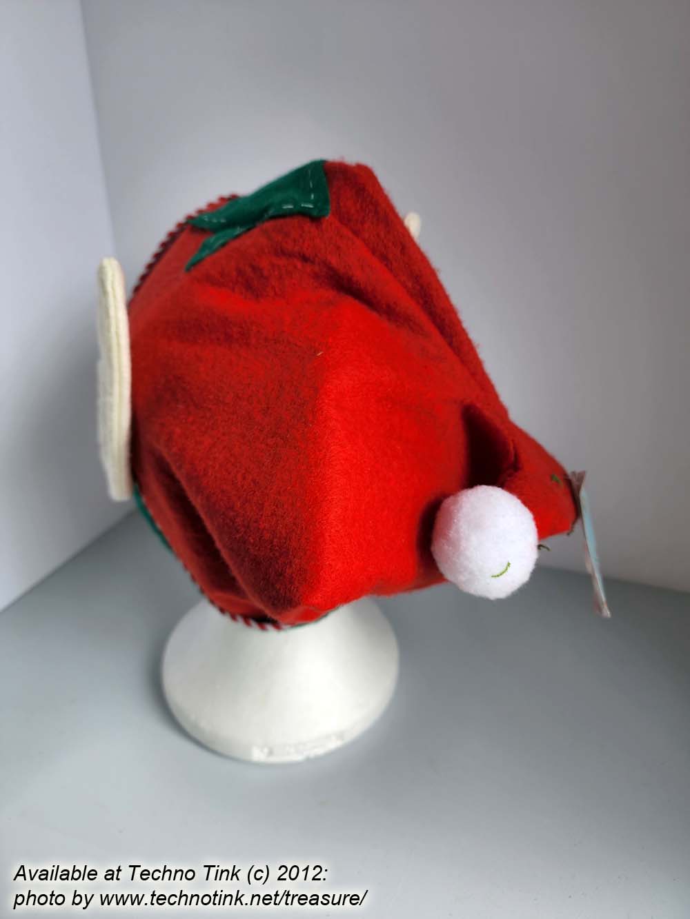 Red Felt Elf Hat with Green Trim and Star - Image 8