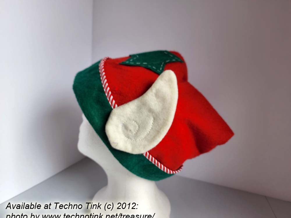 Red Felt Elf Hat with Green Trim and Star - Image 9