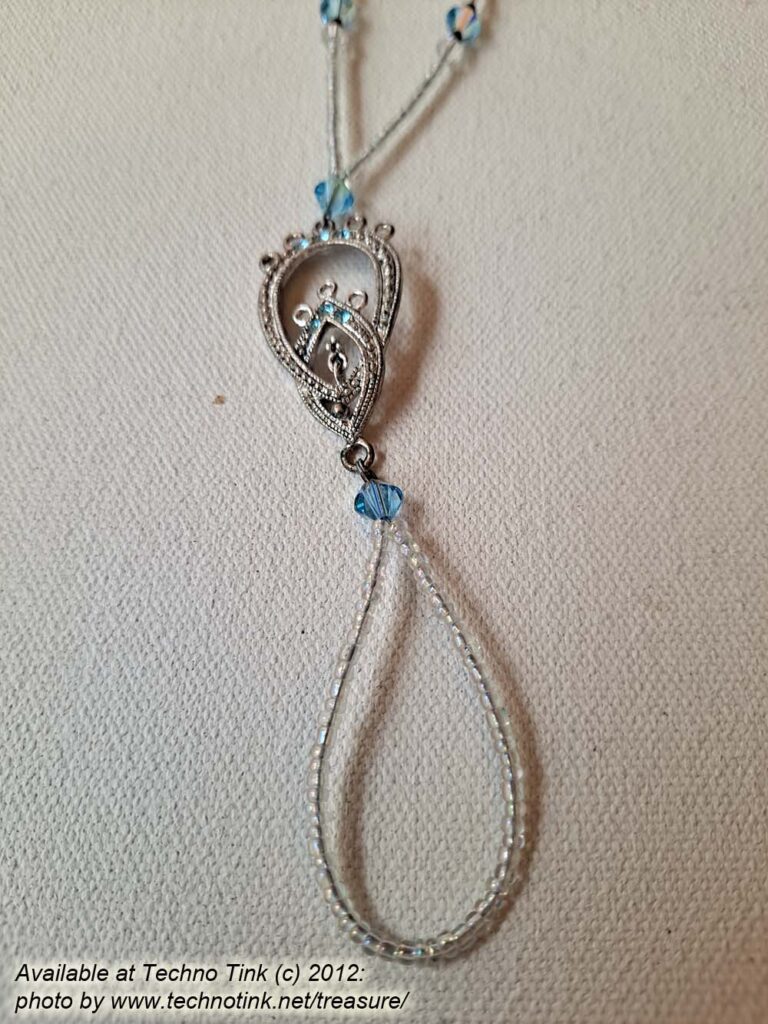 1 Blue and white faux crystal beaded Oval Charm Footlace Set