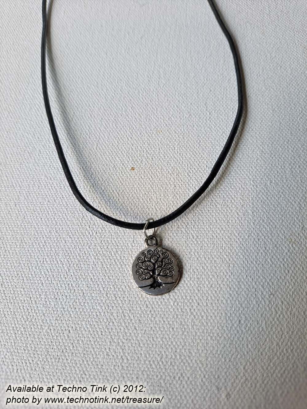 Large Double sided Tree of Life Pendant on braided black leather necklace with clasp - Image 5
