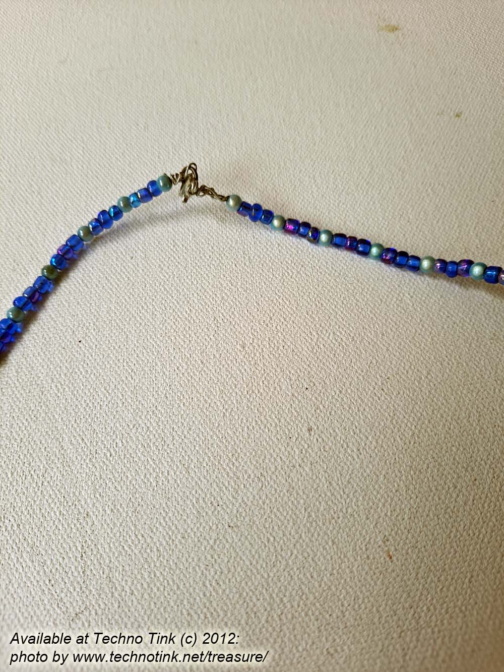 Black-haired dark skin Mermaid Clay Pendant on bright blue ball beaded necklace - Image 5