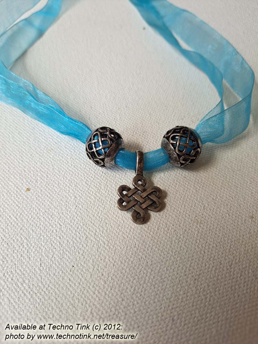 Blue Ribbon Choker with Rosicrucian Cross and Cross Balls - Image 3