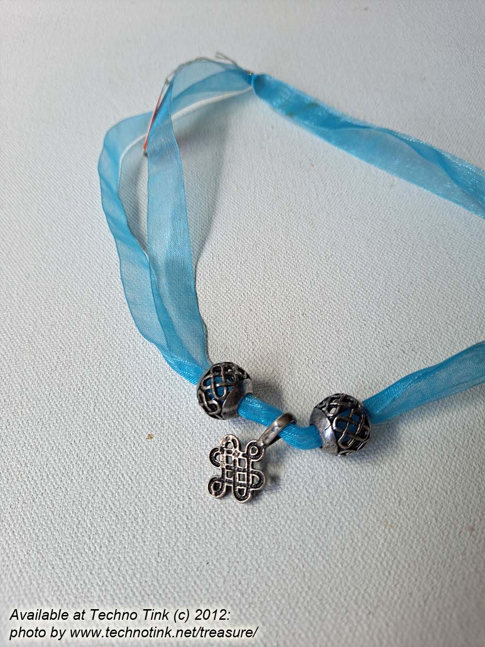 Blue Ribbon Choker with Rosicrucian Cross and Cross Balls - Image 5