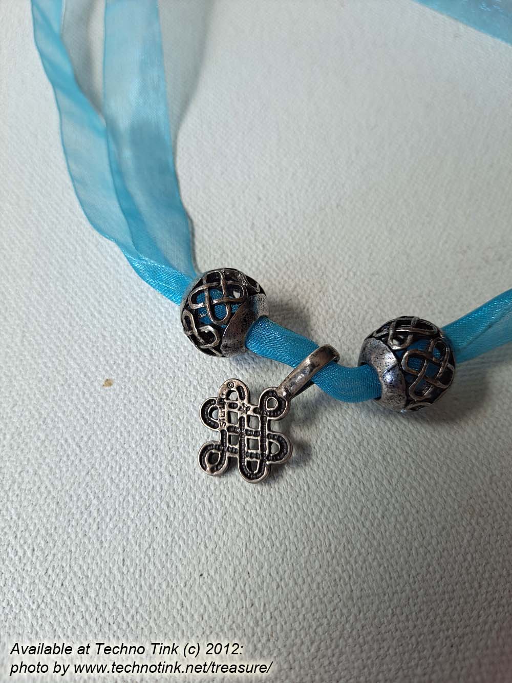 Blue Ribbon Choker with Rosicrucian Cross and Cross Balls - Image 6