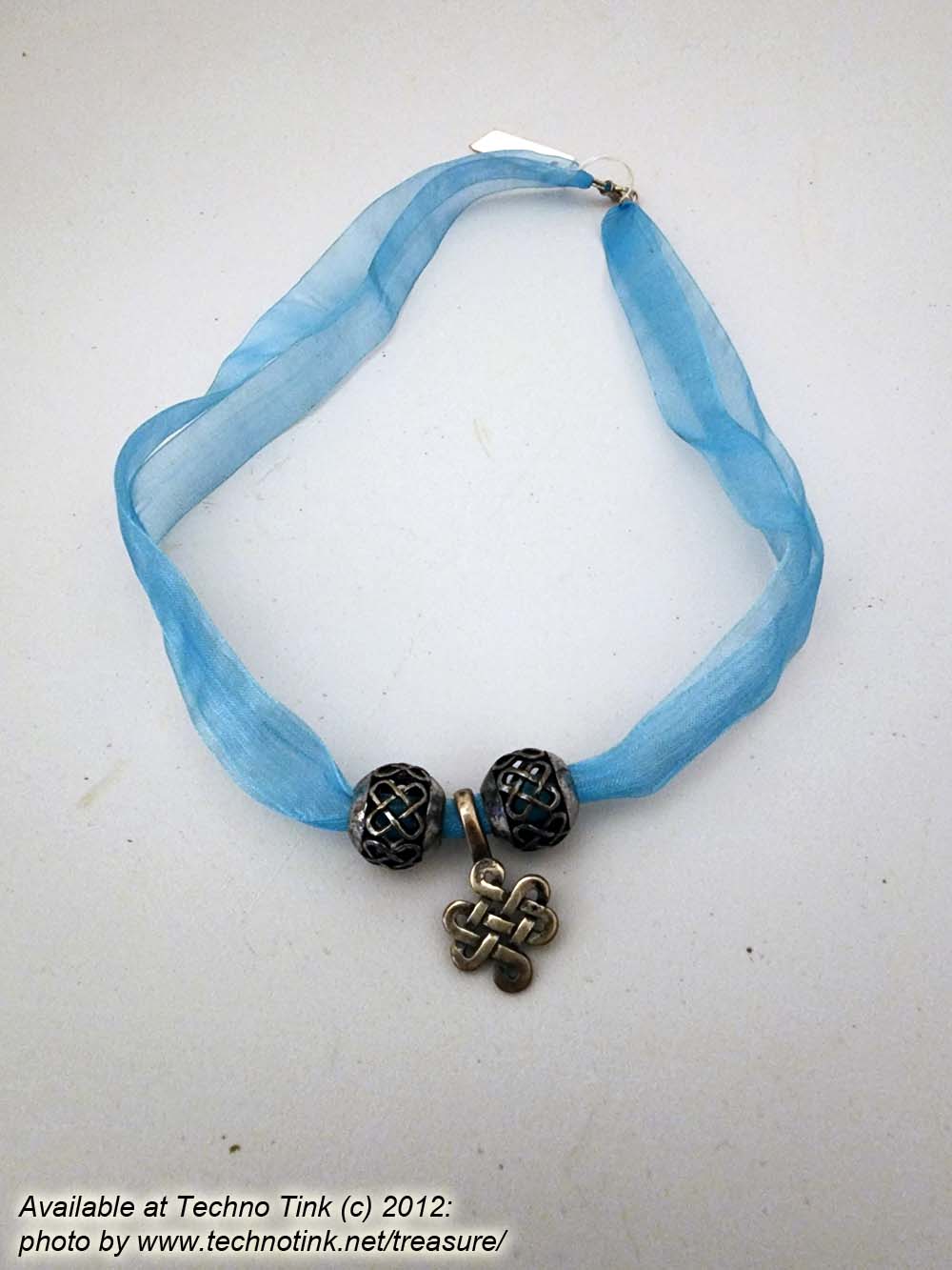 Blue Ribbon Choker with Rosicrucian Cross and Cross Balls - Image 8