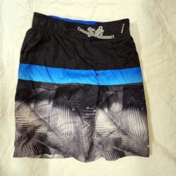 Navy Gray Striped Boy's Swimsuit M 10/12