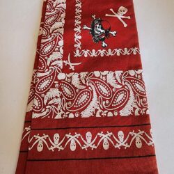 Red and White Paisley Pirate Head Scarf - Bandana