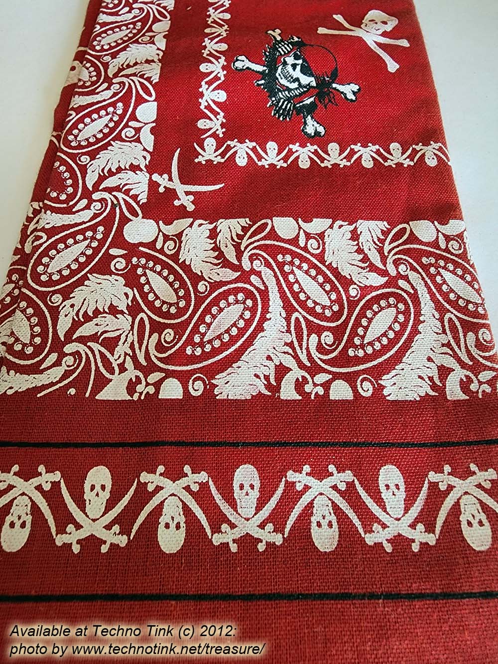 Red and White Paisley Pirate Head Scarf - Bandana - Image 4