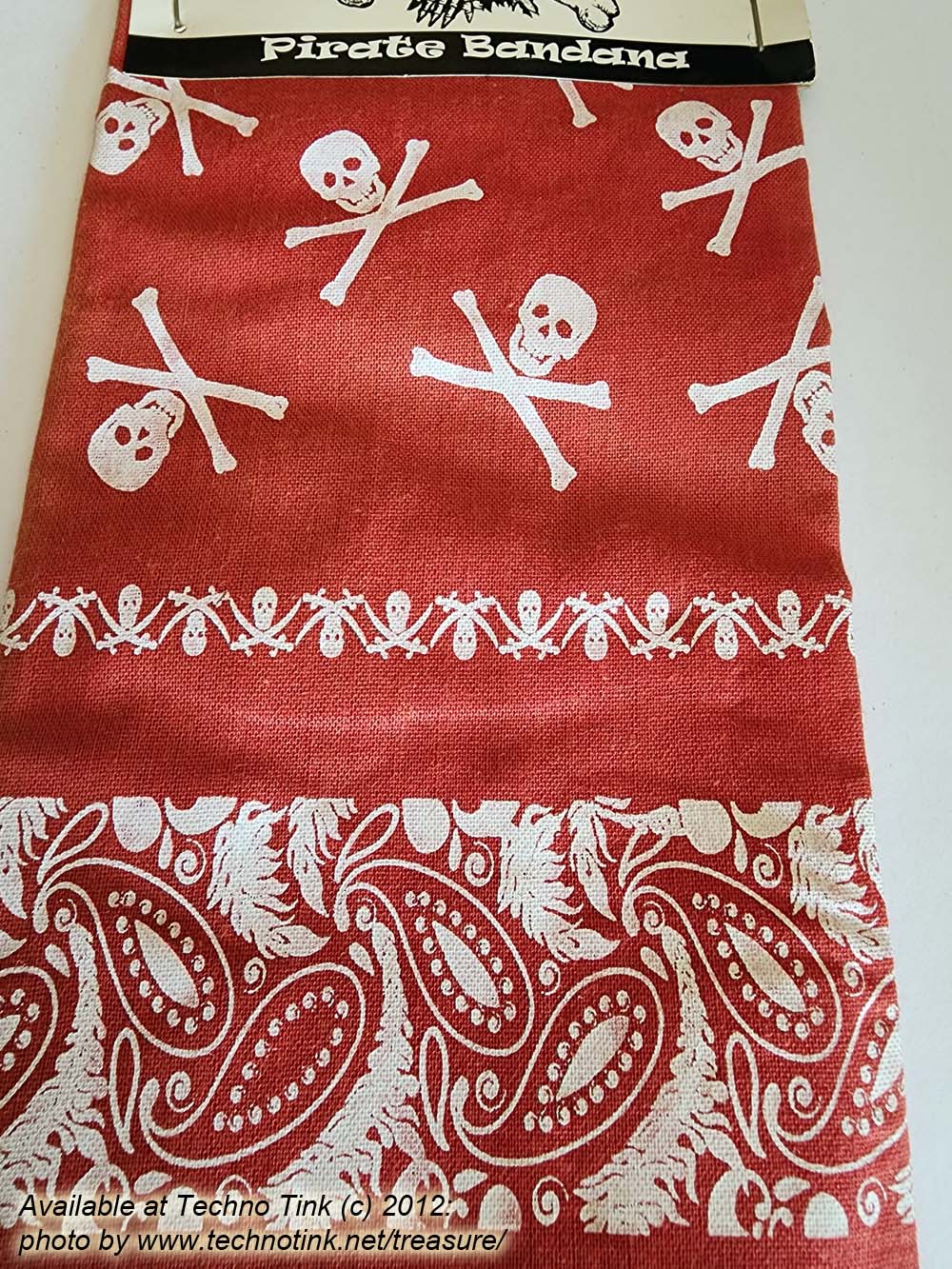 Red and White Paisley Pirate Head Scarf - Bandana - Image 6
