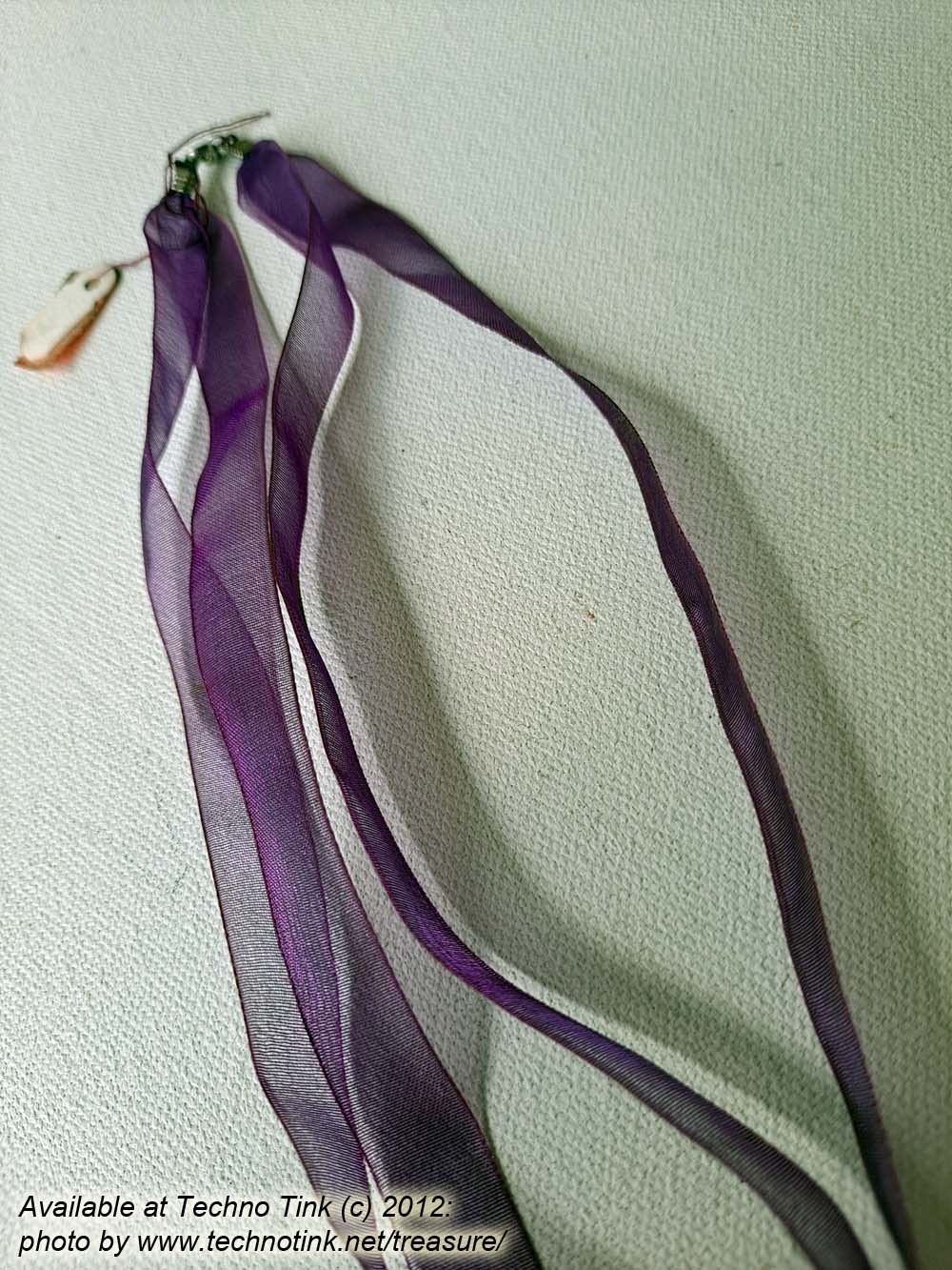 Bronze colored Leaf Pendant on Purple Ribbon Choker - Image 14