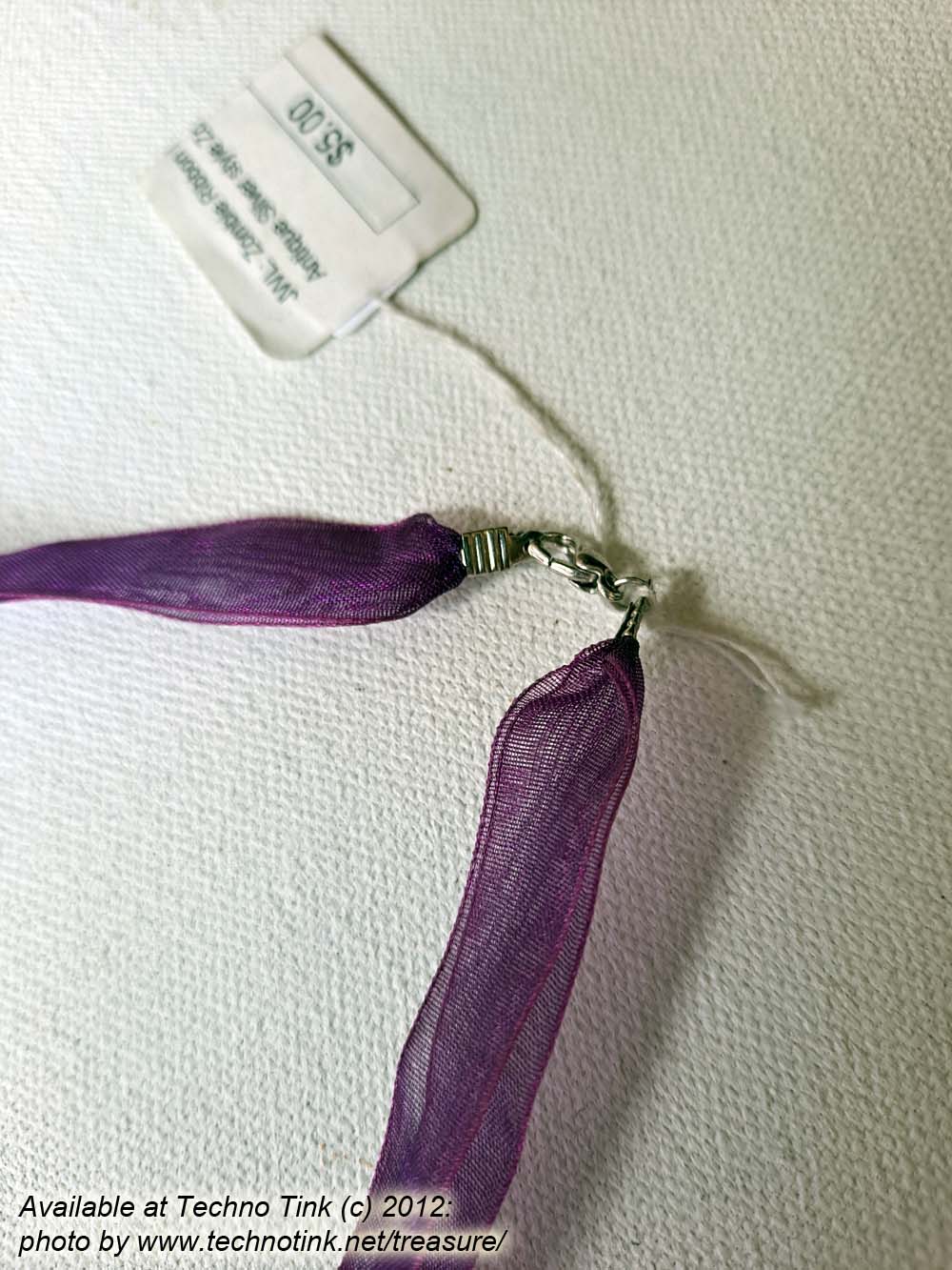 Pewter hanging zombie Pendant on Purple Ribbon Choker - Image 6