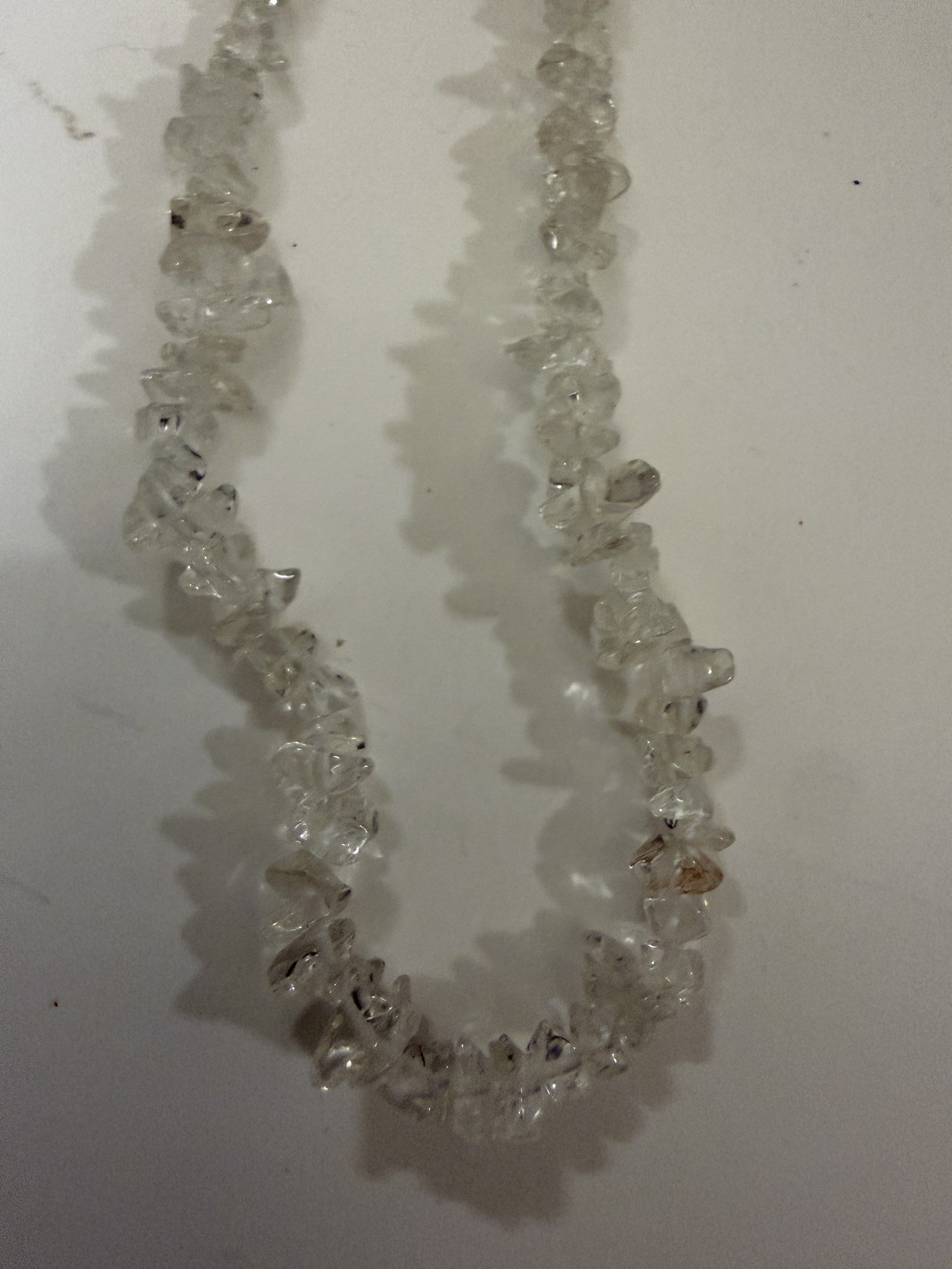 Quartz-Like Clear Stone Chip Strand 34" Endless Necklace or Beading Supply