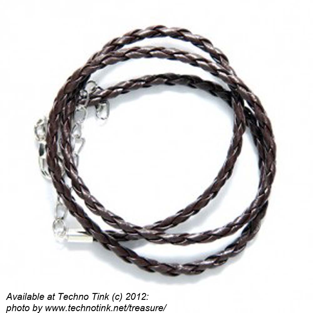 Pewter Hollow Tree-of-Life Circular Pendant on black braided leather necklace - Image 2