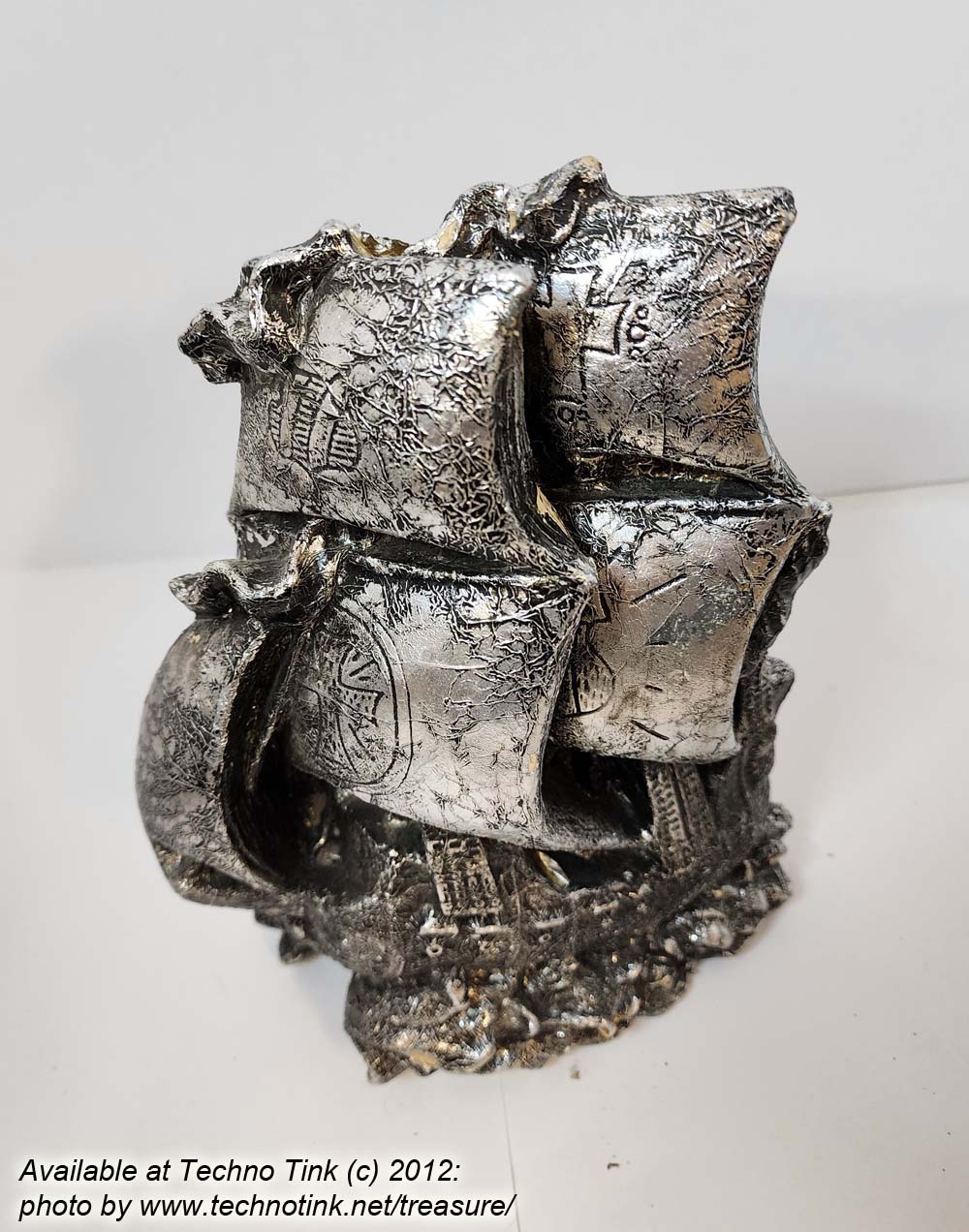 Foil Wrapped Plaster Statue of Historic Spanish Sailing Ship
