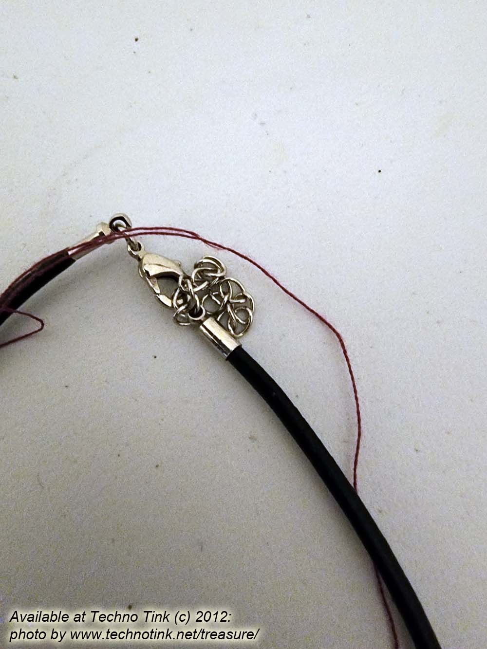 Small Red Headed Pale Skin Mermaid on leather necklace with clasp - Image 9