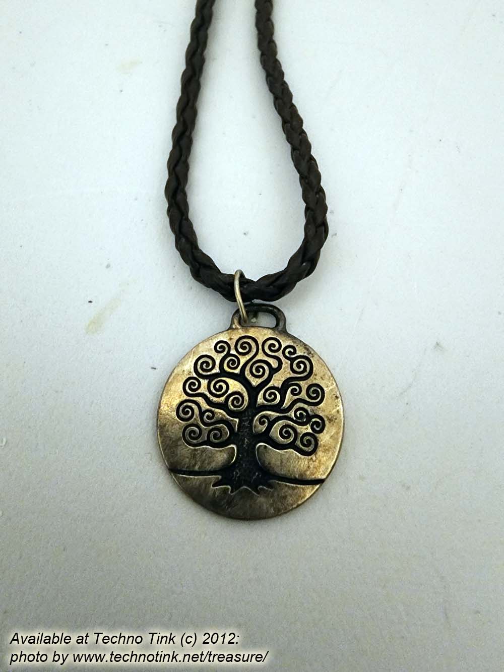 Large Double sided Tree of Life Pendant on braided brown leather necklace with clasp (Copy) - Image 11