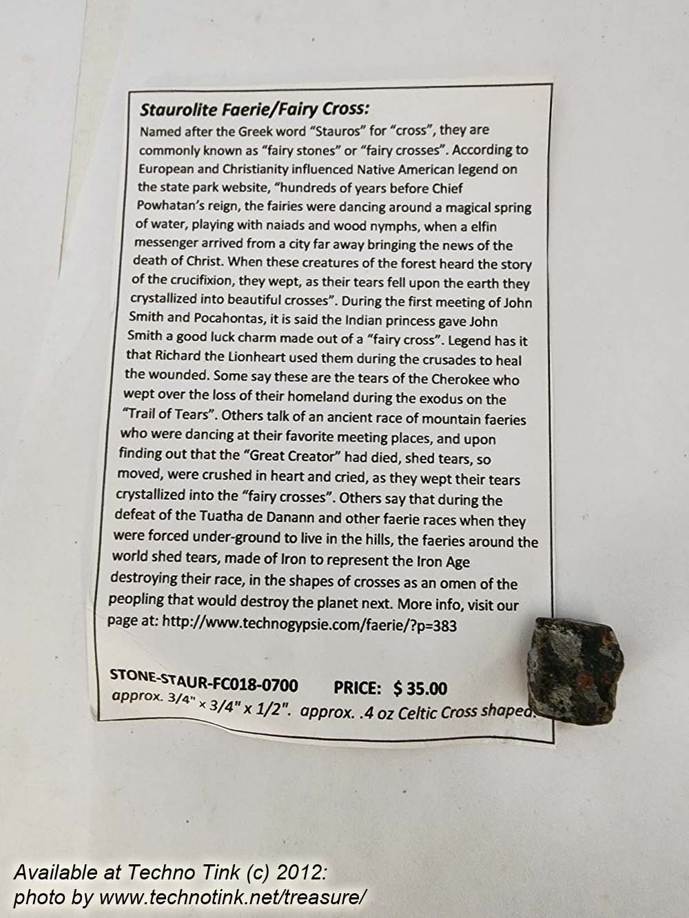 Staurolite Celtic cross (FC018) - small approximately .75x.75x.5 - Image 2
