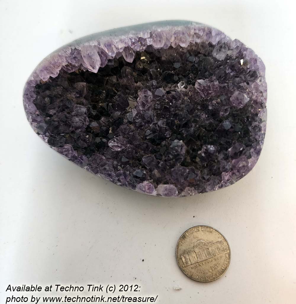 Amethyst Geode fragment with polished underneath 4"x3.25"x1.5" - Image 3