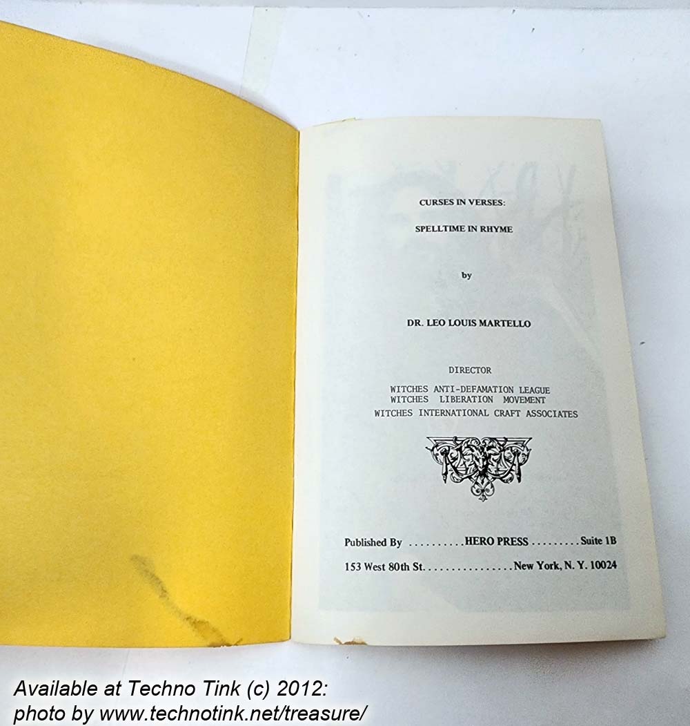 Curses in Verses by Dr Leo Louis Martello -paperback zine book 1971 - Image 8