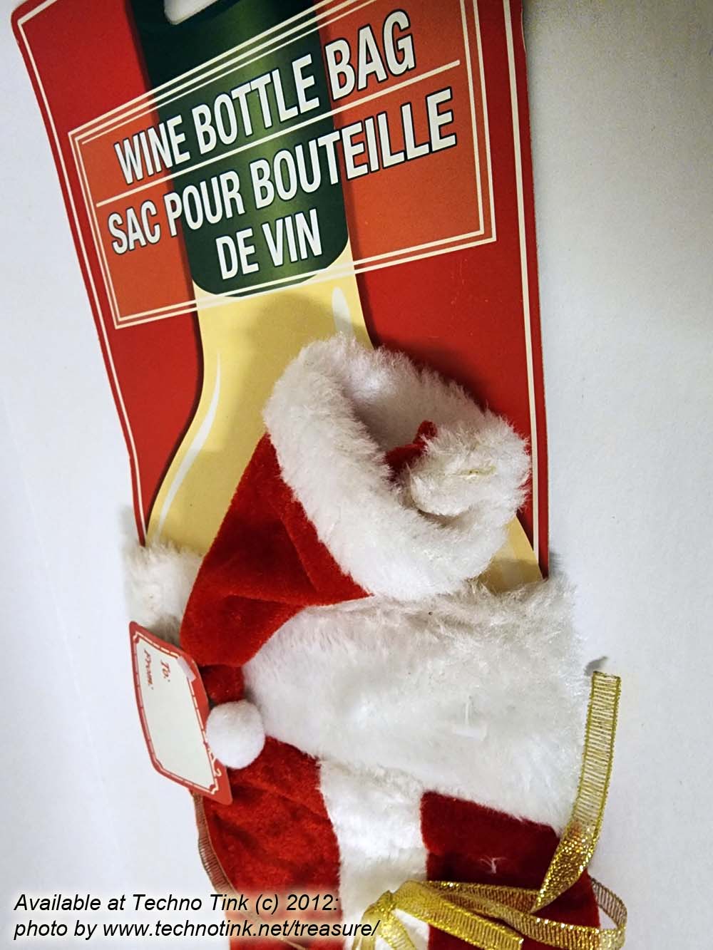 Xmas Santa Wine Bottle Bag with Hat - Image 3