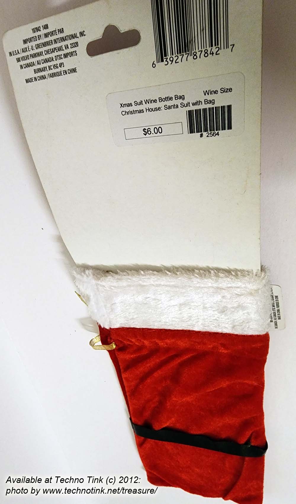 Xmas Santa Wine Bottle Bag with Hat - Image 6