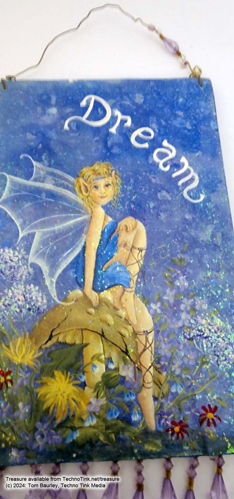 Painted Dream Flower Fairy wood painting sign - Image 3