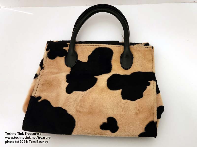 Cow print faux fur handbag (used)