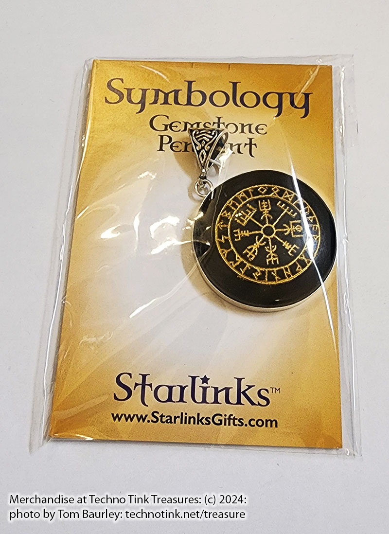 VEGVISIR ON OBSIDIAN PENDANT NECKLACE - Image 4